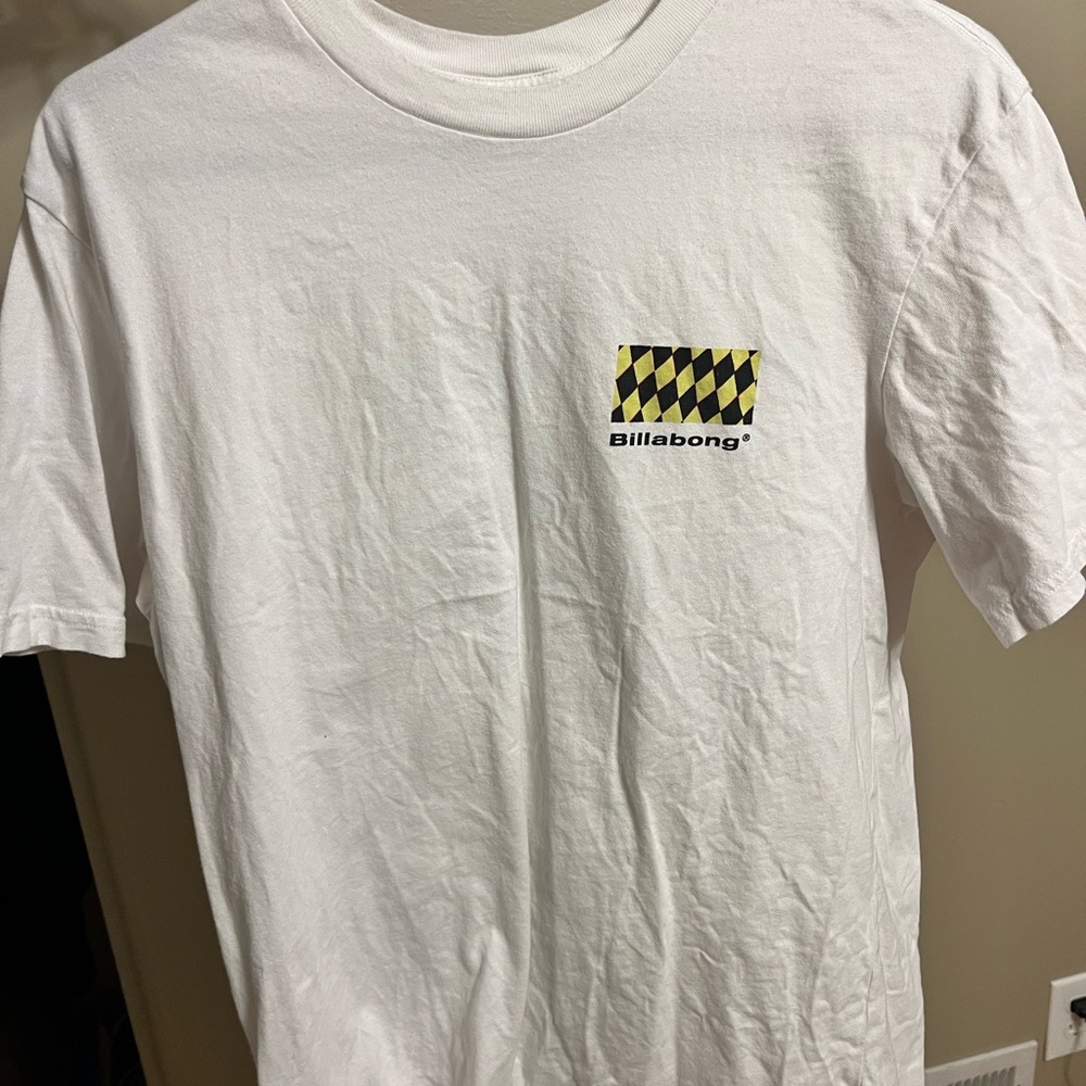 Billabong White Checkered Logo Tee